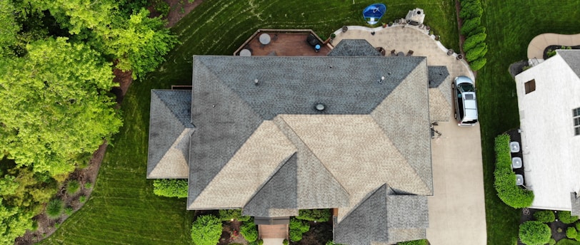 aerial view of green grass field