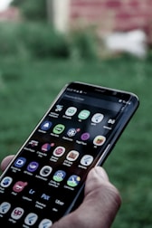 black android smartphone displaying icons