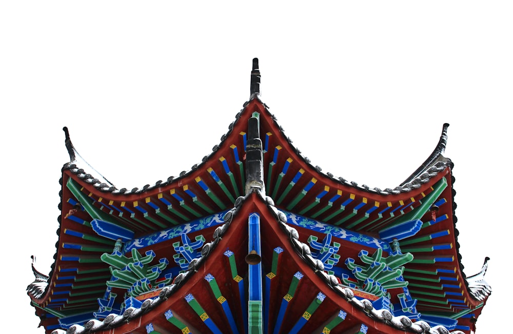 green and red temple roof