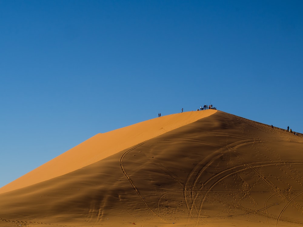昼間、砂丘を歩く人々