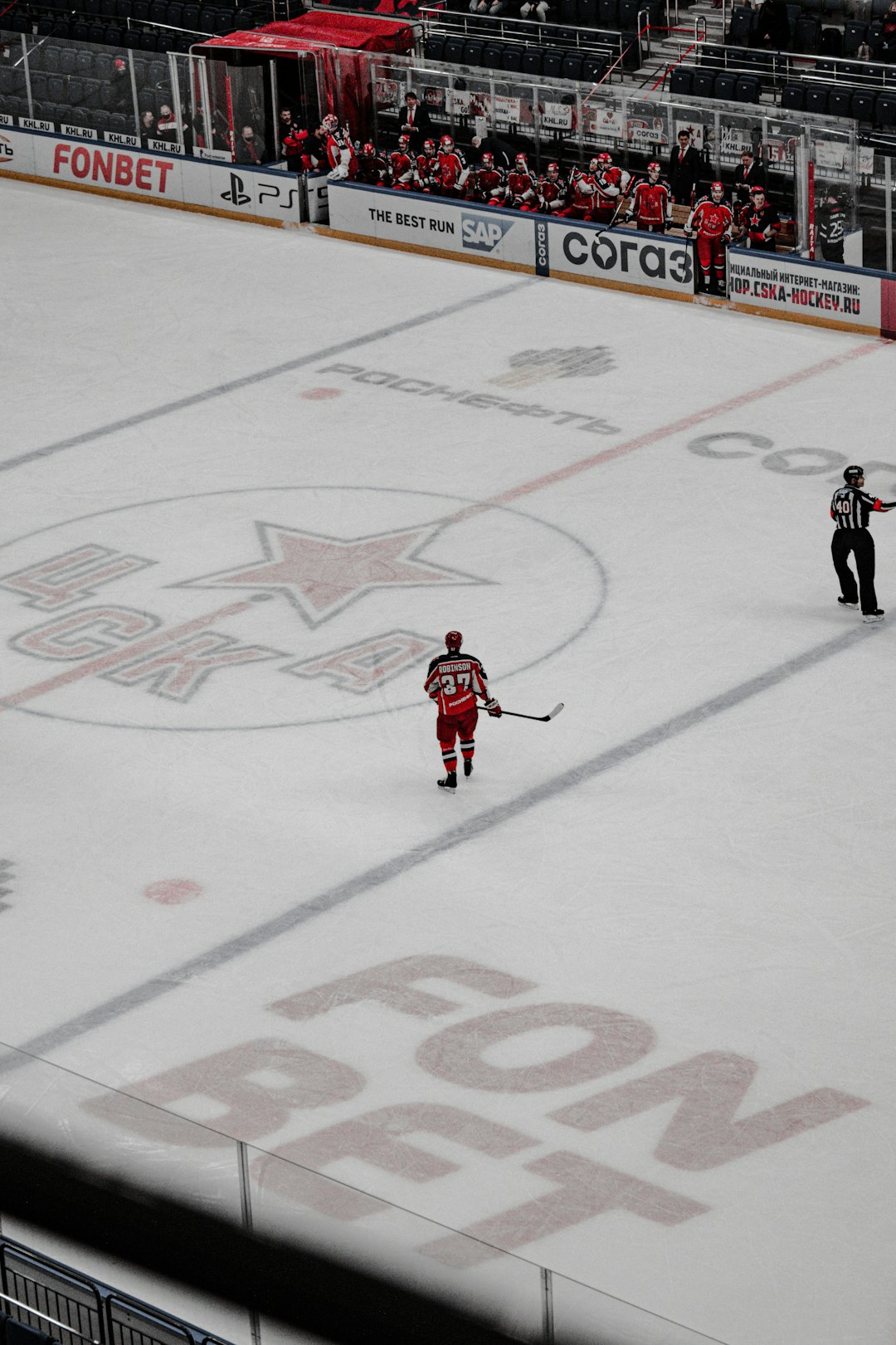 2 men playing ice hockey