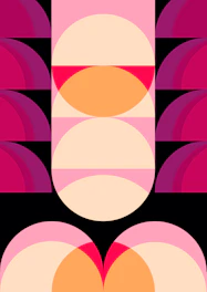Artistic print featuring abstract shapes inspired by neo prog album covers.