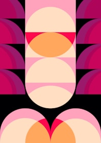 An eye-catching artwork showcasing bright orange and pink patterns.