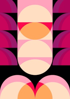 An eye-catching artwork showcasing bright orange and pink patterns.