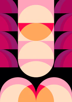 Artistic print featuring abstract shapes inspired by neo prog album covers.
