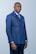 man in blue suit jacket