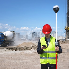 man in black and yellow jacket wearing red helmet holding black and white stick