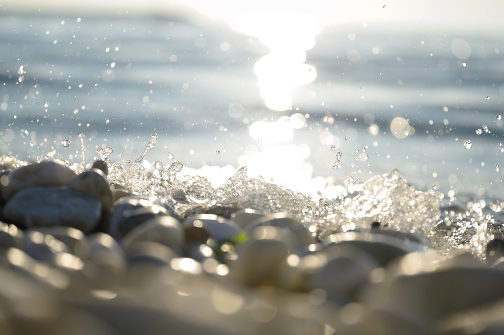 black stones on water during daytime