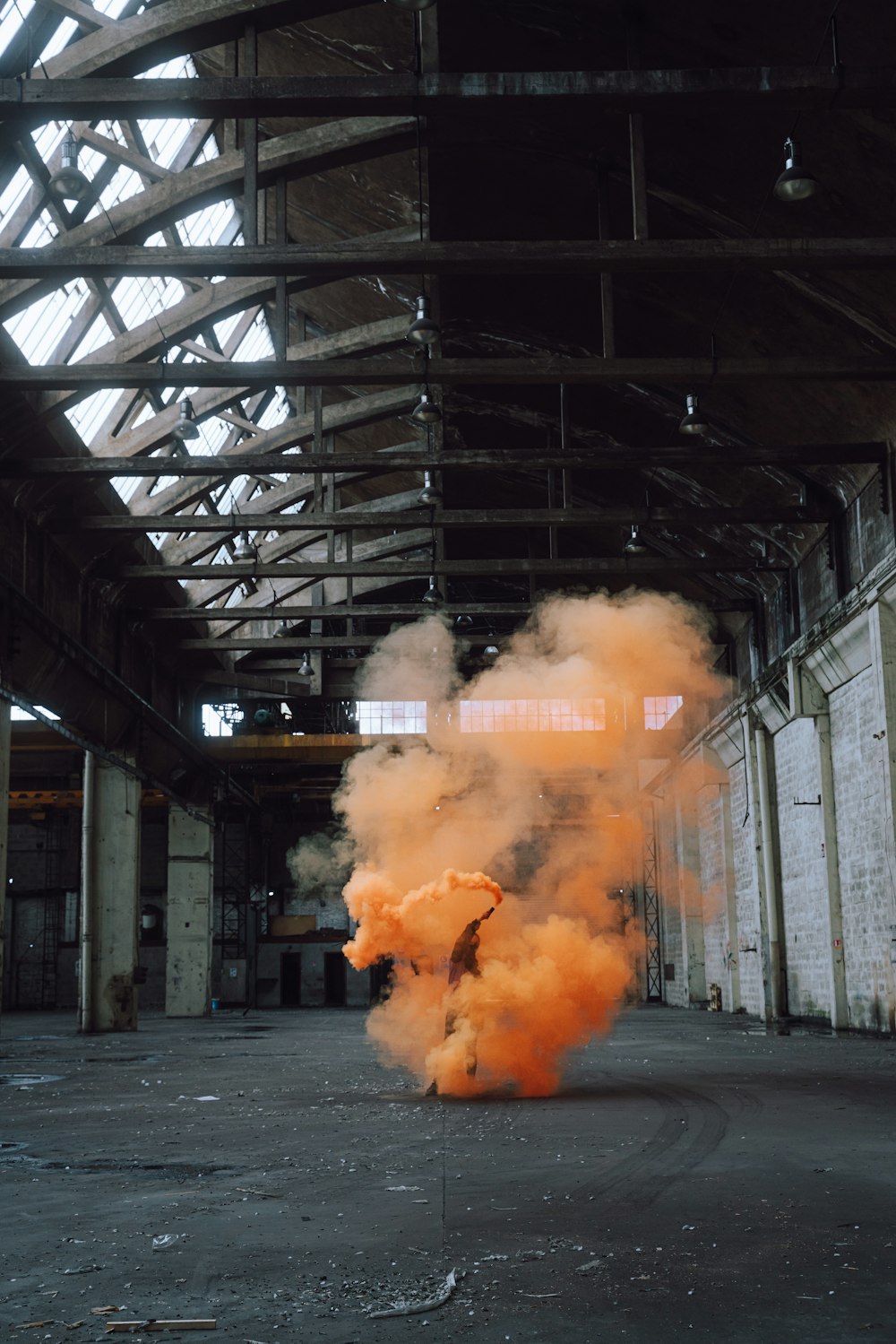 orange smoke coming out from a building