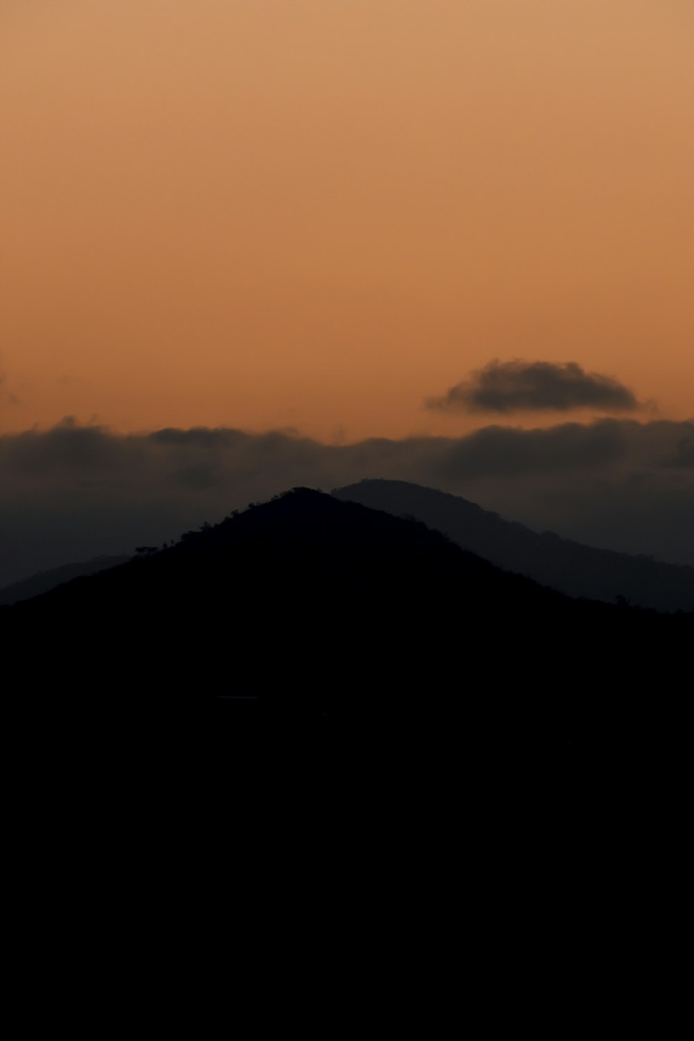 silhouette of mountain during sunset