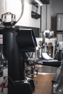 black and silver coffee maker