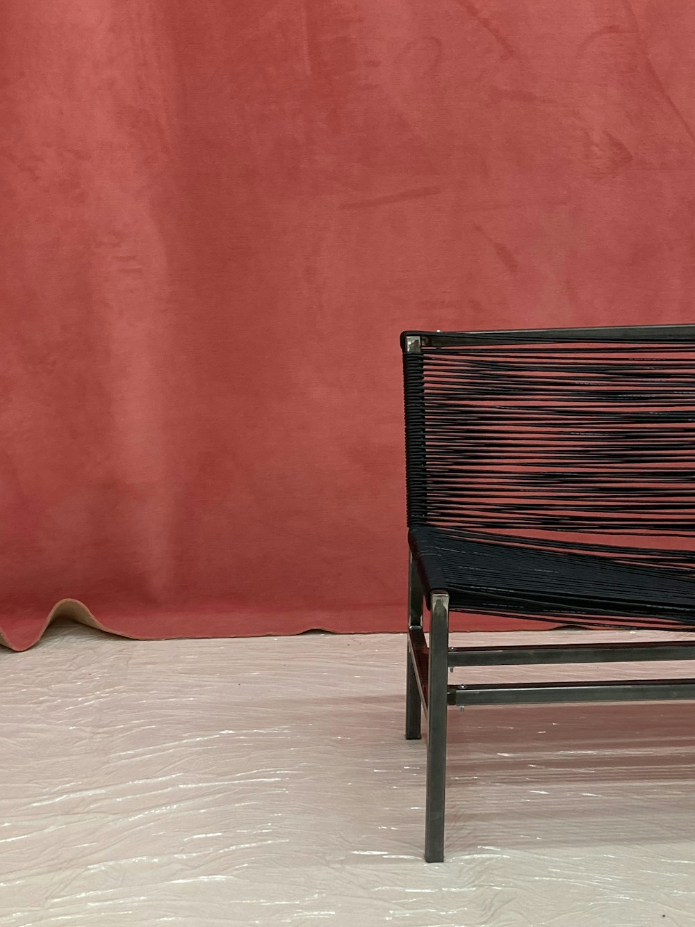 black and red striped padded chair