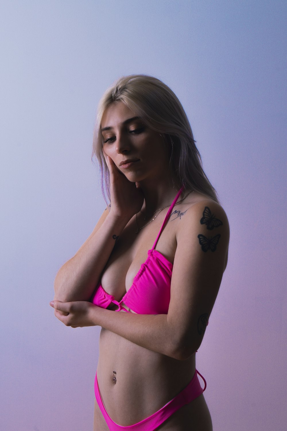 woman in pink bikini top