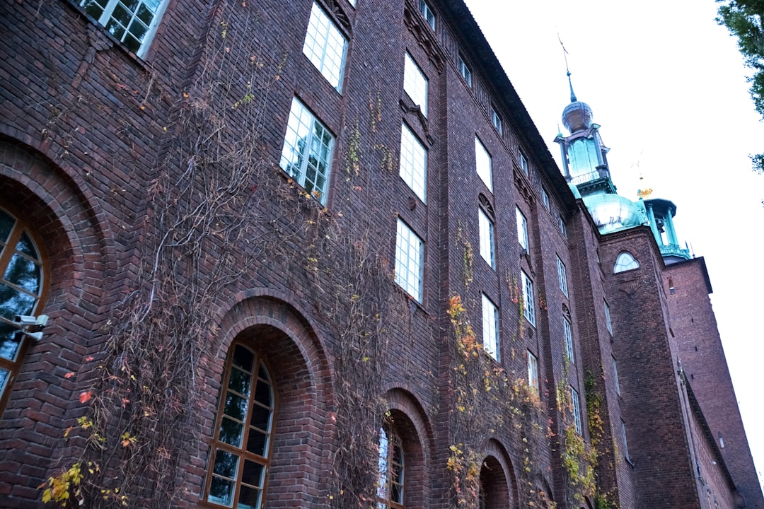 brown brick building with windows