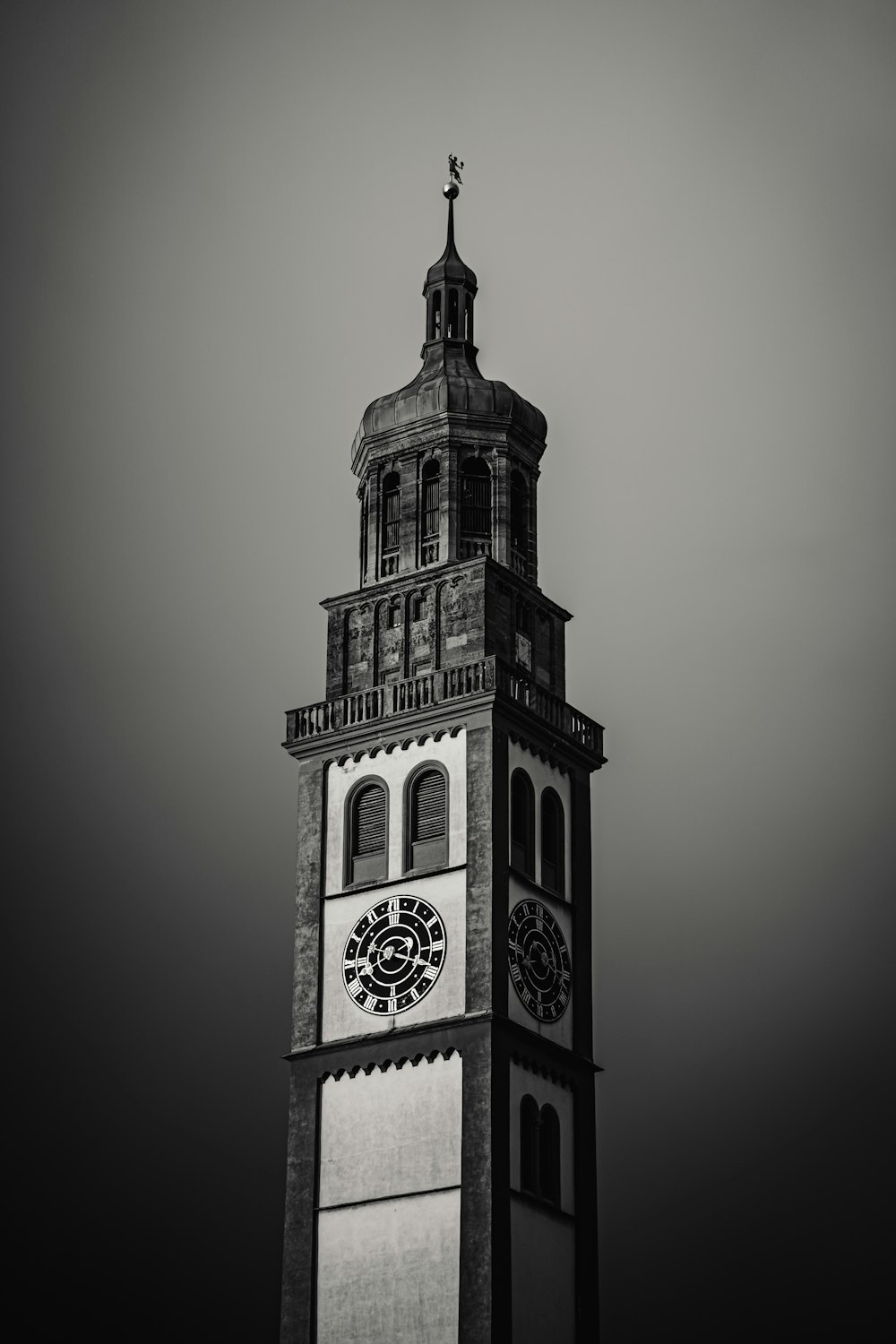 black and white tower clock