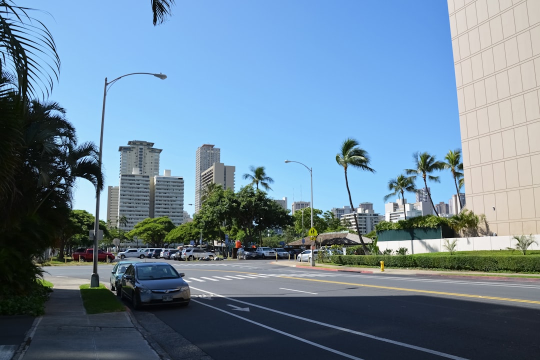 black car on road near high rise buildings during daytime