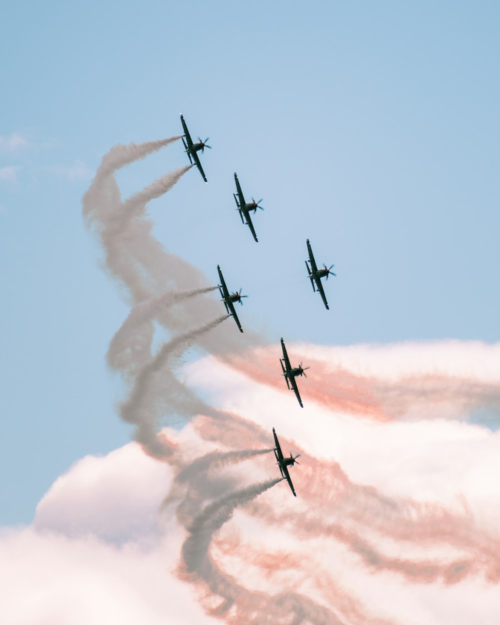 four fighter planes in mid air