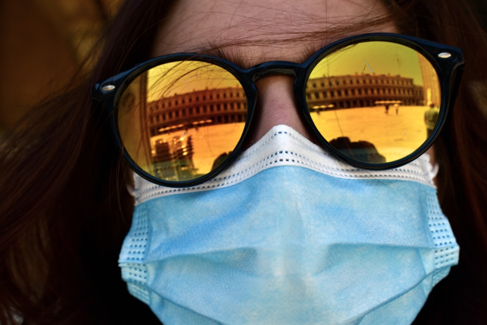 woman in black framed sunglasses