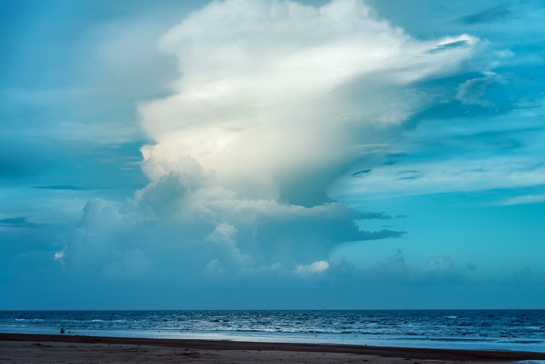 white clouds over the sea