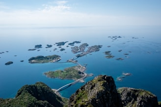 aerial view of green and brown mountain beside body of water during daytime
