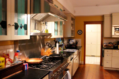black frying pan on stove