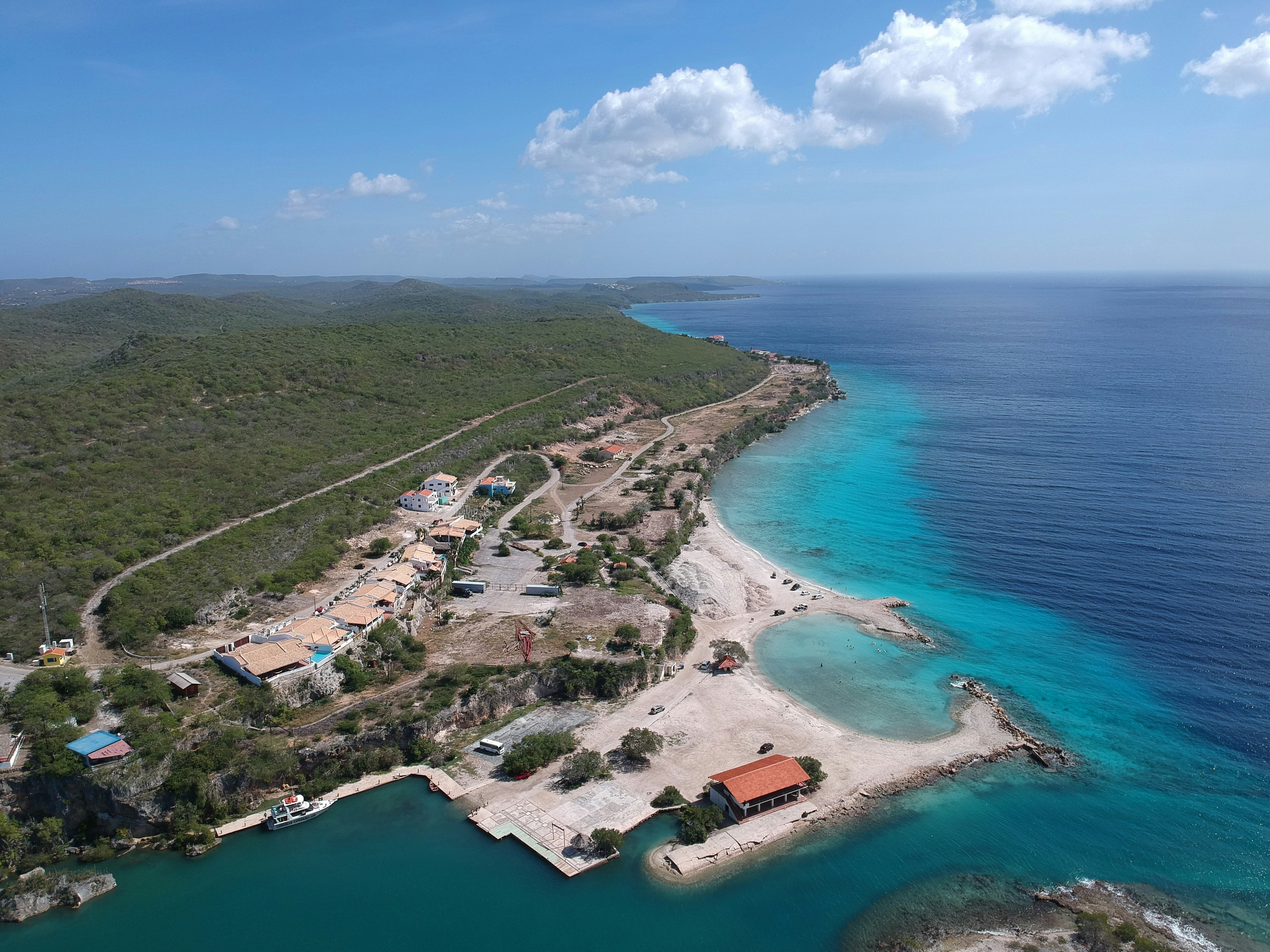 aerial view of city near body of water during daytime