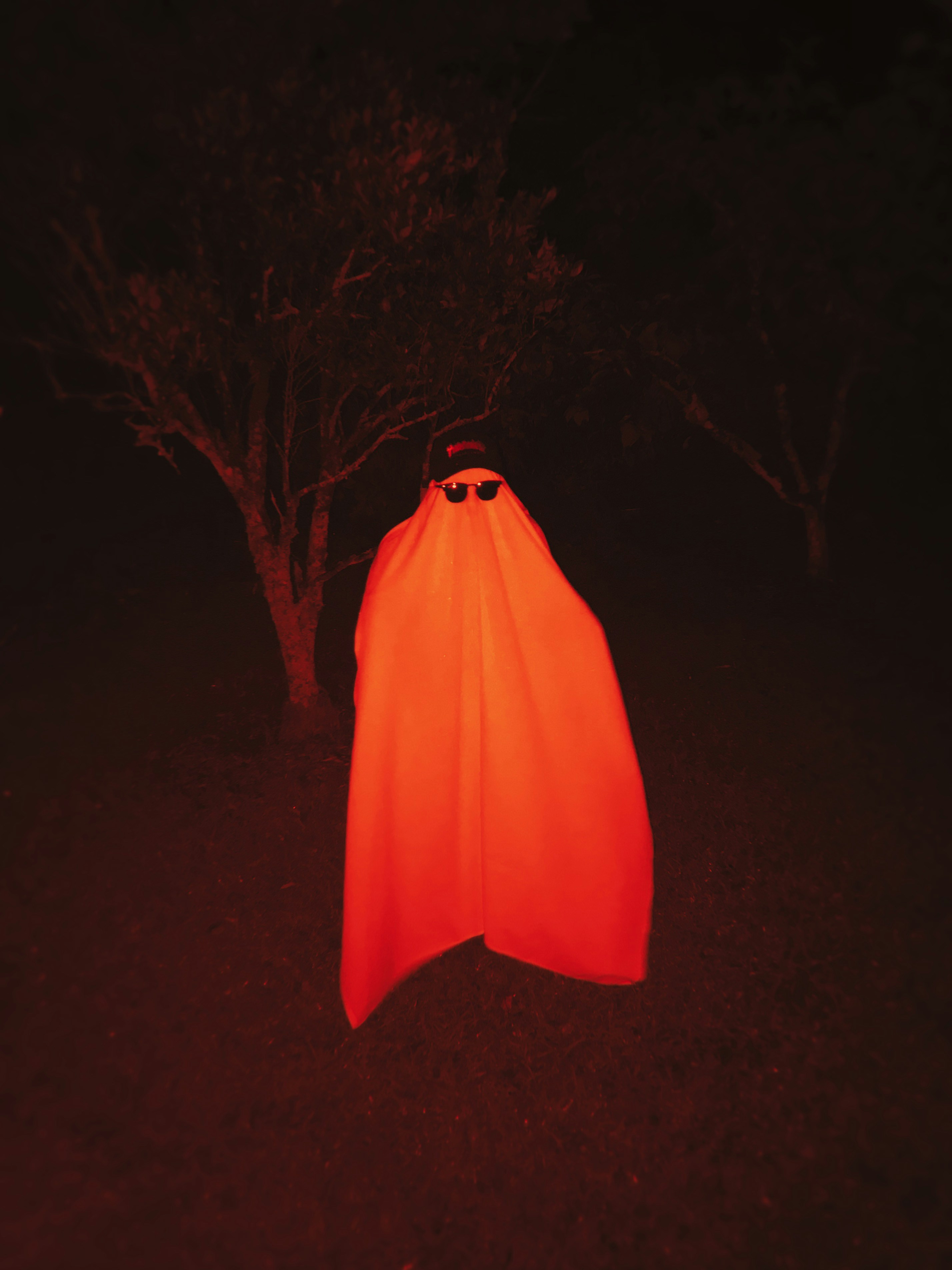 orange textile on black background