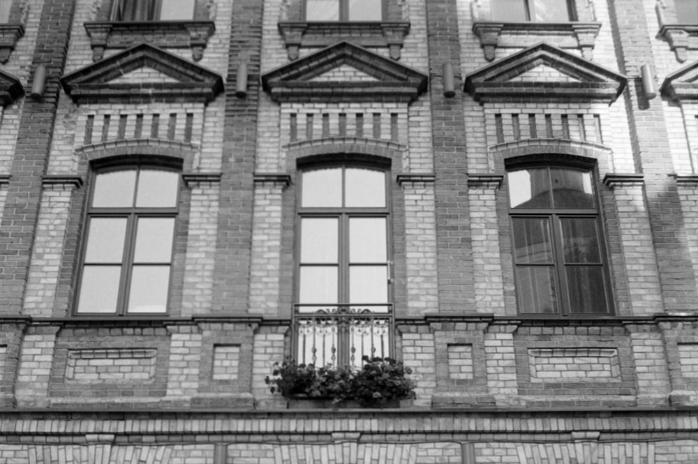 grayscale photo of concrete building