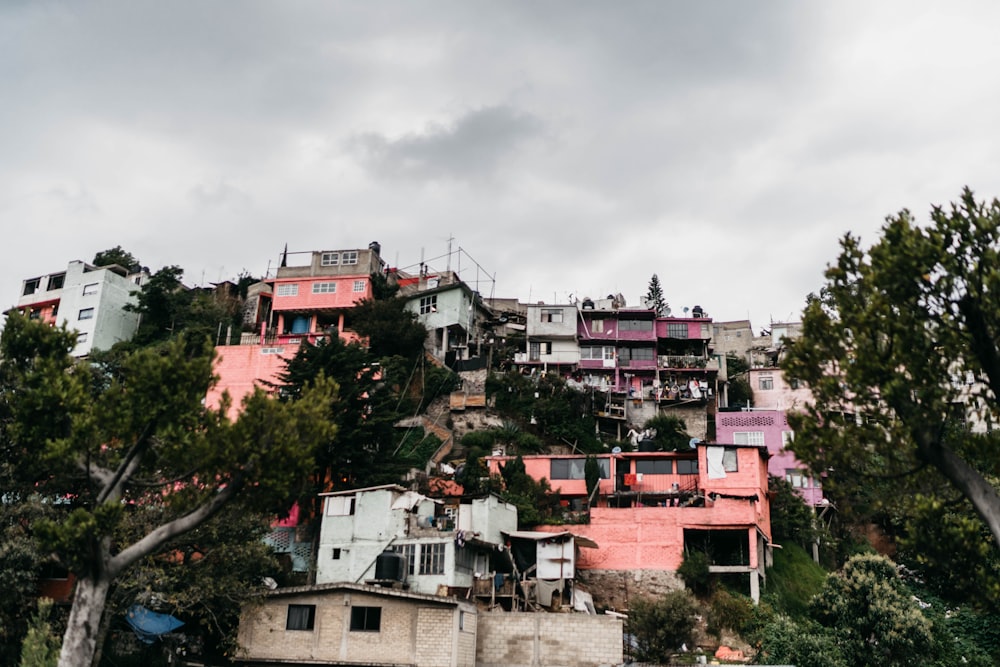 a hill with a bunch of houses on top of it