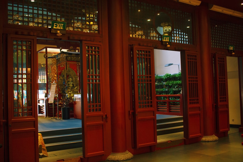 brown wooden door with glass panel