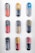 Nine large capsule-shaped objects are arranged in a grid pattern, each featuring different brand logos and vibrant colors. The brands include 7-Eleven, Snapchat, PayPal, Cartier, Dolce & Gabbana, Yves Saint Laurent, Marc Jacobs, In-N-Out Burger, and Tinder. Each capsule is labeled with '100MG' at the bottom.