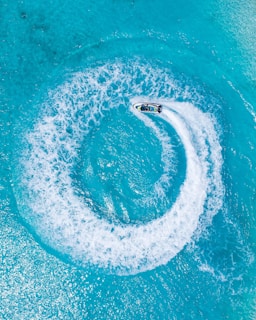 aerial view of blue water
