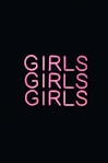 Three rows of the word 'GIRLS' are illuminated in bright pink neon text against a dark background.