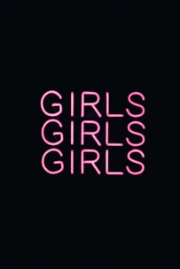 Three rows of the word 'GIRLS' are illuminated in bright pink neon text against a dark background.