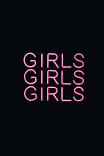 Three rows of the word 'GIRLS' are illuminated in bright pink neon text against a dark background.