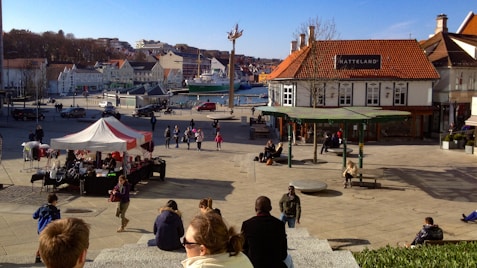 people sitting on bench near body of water during daytime