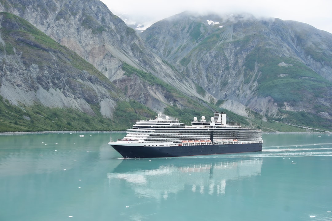 white and black cruise ship on body of water near mountain during daytime