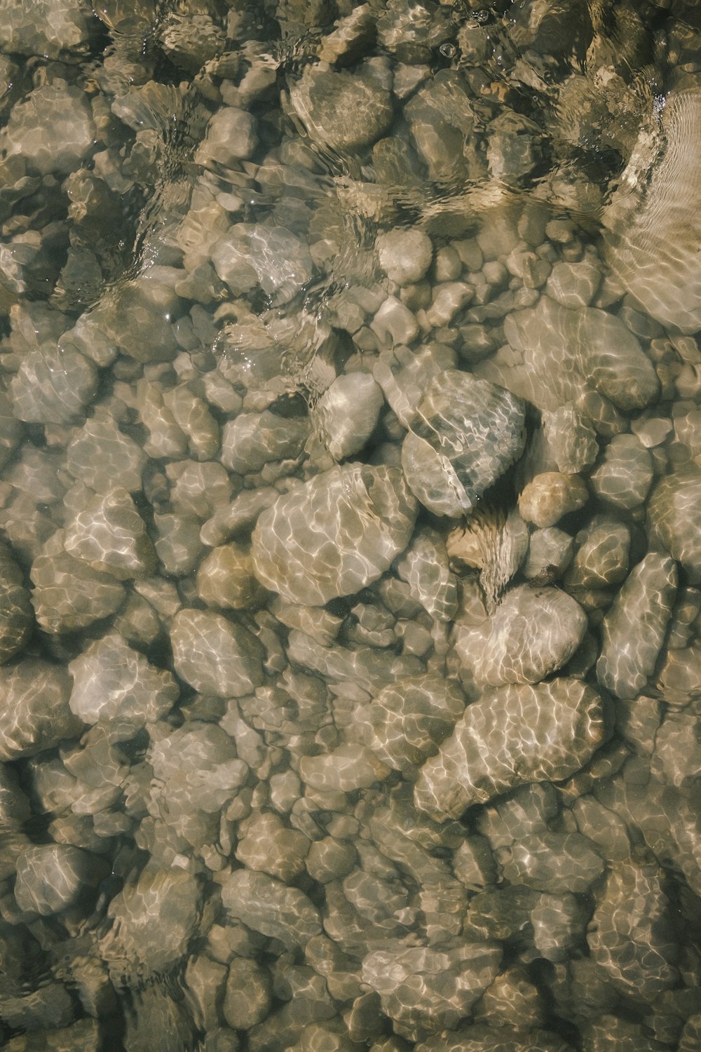 gray and brown stone fragments on body of water