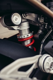 black and red car engine