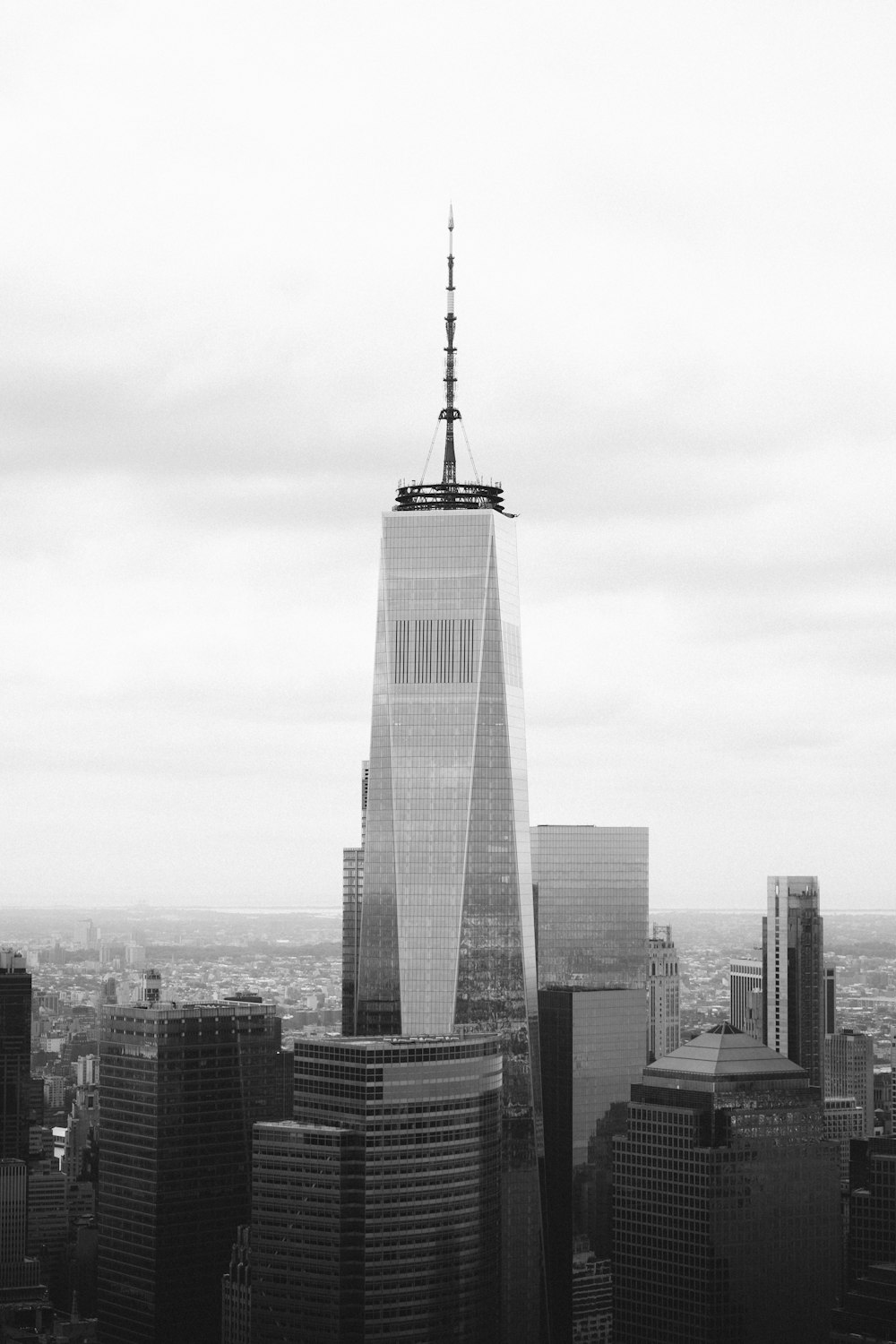 grayscale photo of high rise building