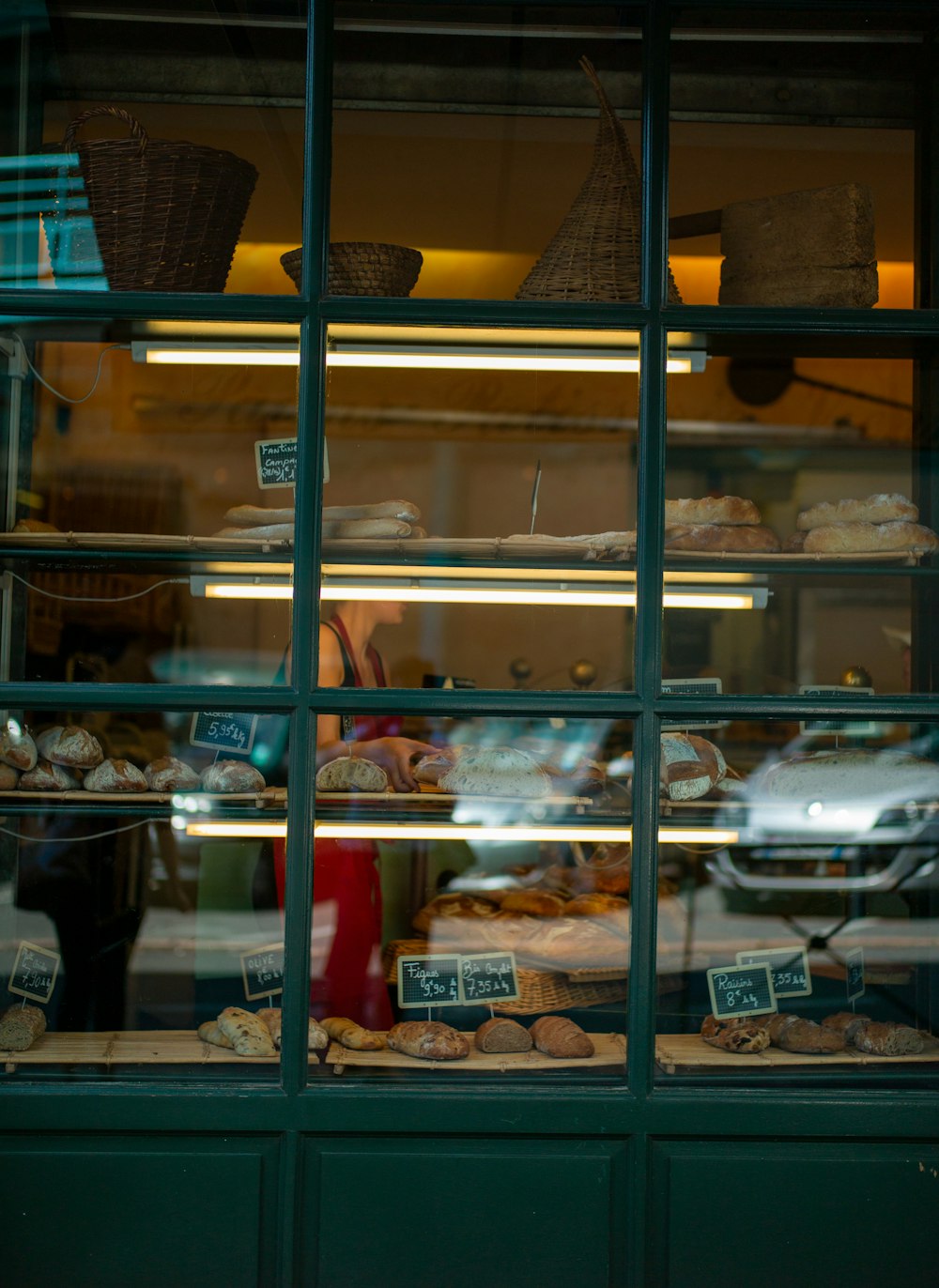 clear glass display counter with assorted items