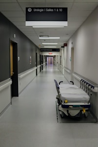 white and black hospital bed