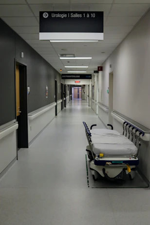 white and black hospital bed