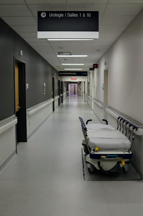 white and black hospital bed