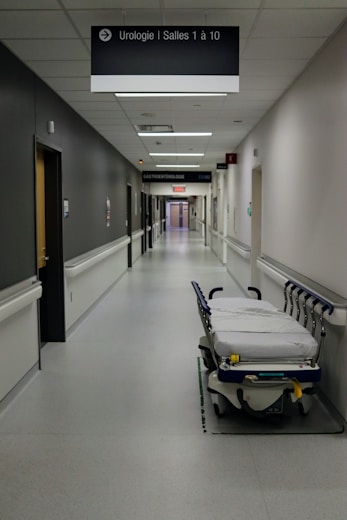 white and black hospital bed
