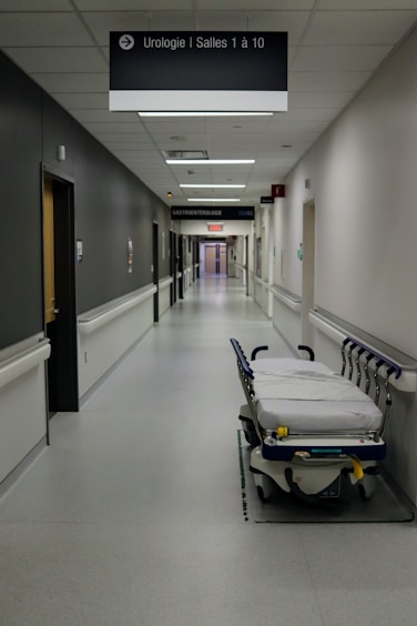 white and black hospital bed