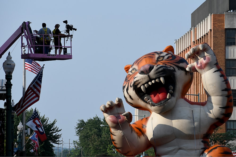 white and orange animal costume