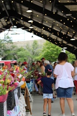 A vibrant farmers market bustling with local vendors.