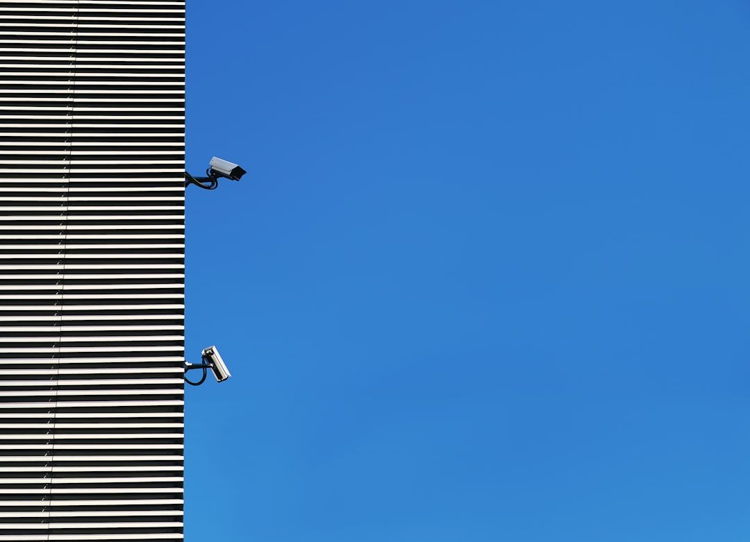 blue sky over white clouds, Surveillance camera