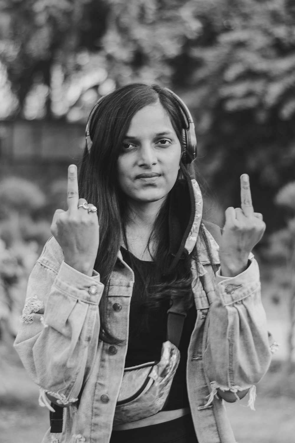 grayscale photo of woman in jacket